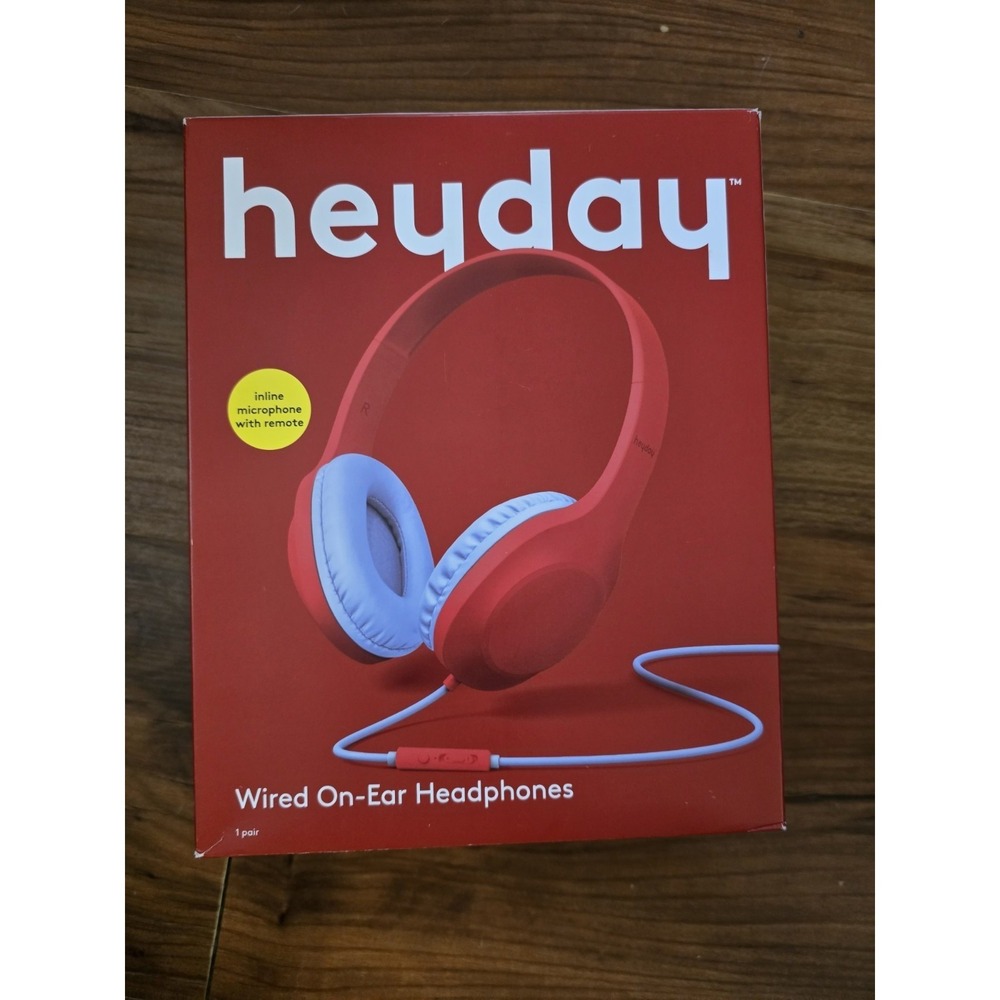 Heyday Wired On-Ear Headphones with Mic Red Light Blue 3.5mm Jack s33